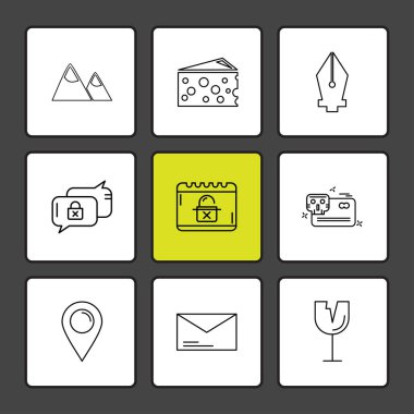 minimalist düz vektör app simgeler siyah arka plan üzerine