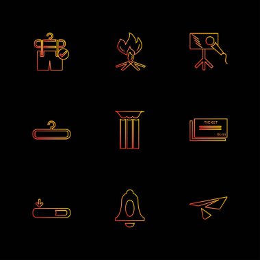 farklı minimalist düz vektör app simgeler siyah arka plan üzerine