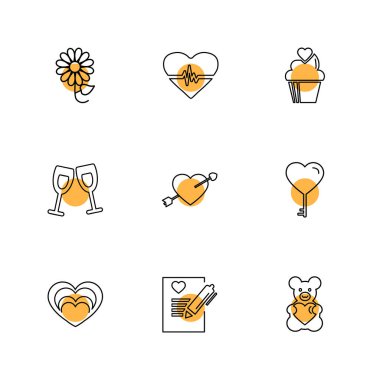 Beyaz arka plan üzerinde farklı minimalist düz vektör app simgeleri