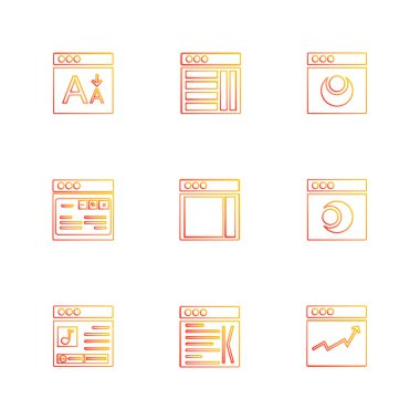 beyaz zemin üzerine minimalist düz vektör app simge kümesi