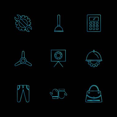 minimalist düz vektör app simgeler siyah arka plan üzerine