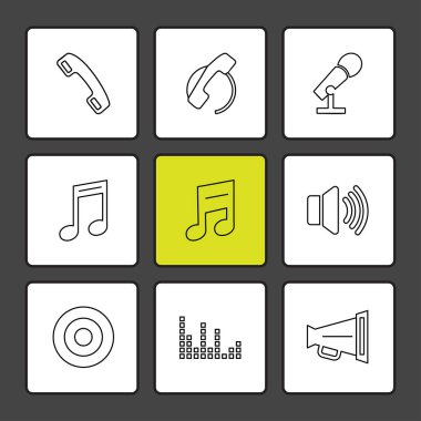 Beyaz arka plan üzerinde farklı minimalist düz vektör app simgeleri