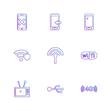 Beyaz arka plan üzerinde farklı minimalist düz vektör app simgeleri