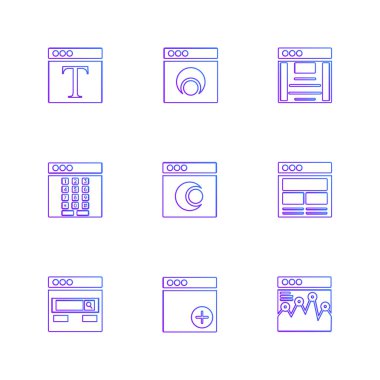 Beyaz arka plan üzerinde izole minimalist düz vektör app simgeleri