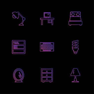 farklı minimalist düz vektör app simgeler siyah arka plan üzerine