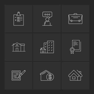 farklı minimalist düz vektör app simgeler siyah arka plan üzerine