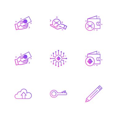 Beyaz arka plan üzerinde farklı minimalist düz vektör app simgeleri