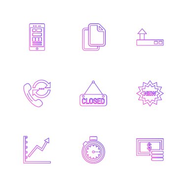 beyaz zemin üzerine minimalist düz vektör app simge kümesi