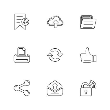 Beyaz arka plan üzerinde farklı minimalist düz vektör app simgeleri