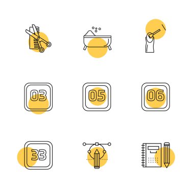 Beyaz arka plan üzerinde farklı minimalist düz vektör app simgeleri