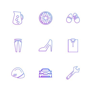 Beyaz arka plan üzerinde farklı minimalist düz vektör app simgeleri