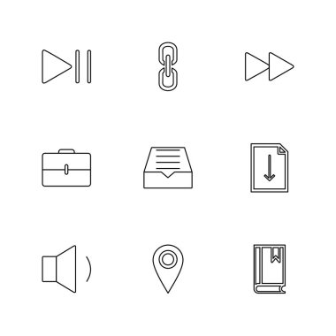 Beyaz arka plan üzerinde farklı minimalist düz vektör app simgeleri