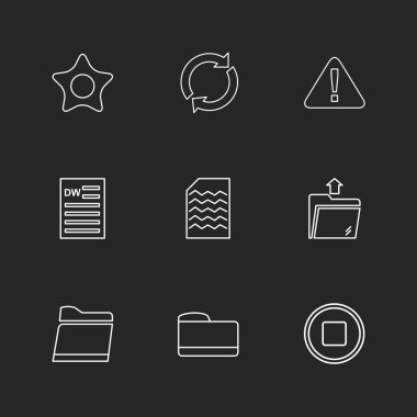 farklı minimalist düz vektör app simgeler siyah arka plan üzerine