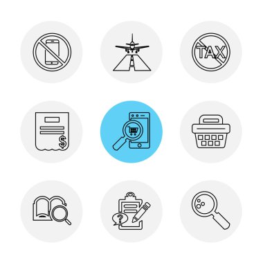 Beyaz arka plan üzerinde farklı minimalist düz vektör app simgeleri