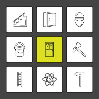 minimalist düz vektör app simgeler siyah arka plan üzerine 