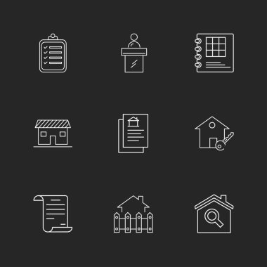 farklı minimalist düz vektör app simgeler siyah arka plan üzerine