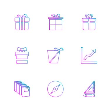 Beyaz arka plan üzerinde farklı minimalist düz vektör app simgeleri