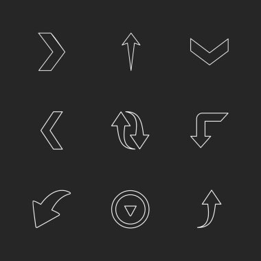 farklı minimalist düz vektör app simgeler siyah arka plan üzerine