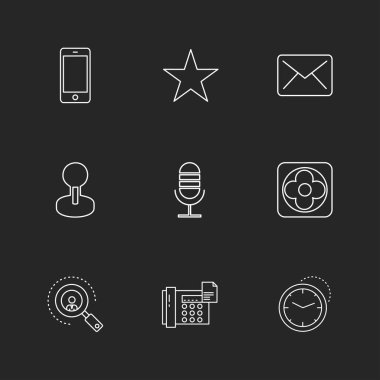 minimalist düz vektör app simgeler siyah arka plan üzerine 