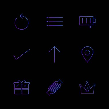 farklı minimalist düz vektör app simgeler siyah arka plan üzerine