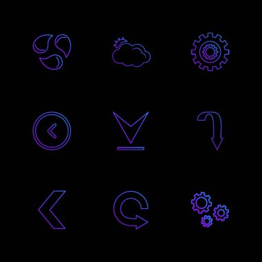 farklı minimalist düz vektör app simgeler siyah arka plan üzerine