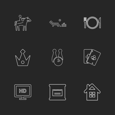 farklı minimalist düz vektör app simgeler siyah arka plan üzerine