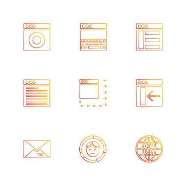 Beyaz arka plan üzerinde farklı minimalist düz vektör app simgeleri