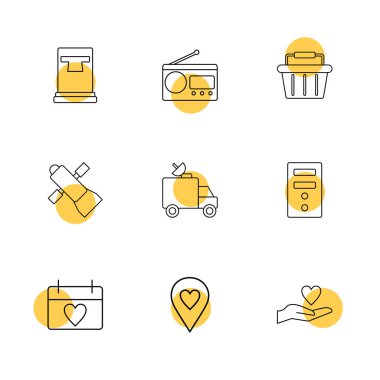 Beyaz arka plan üzerinde farklı minimalist düz vektör app simgeleri