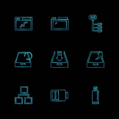 farklı minimalist düz vektör app simgeler siyah arka plan üzerine