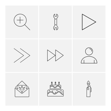 beyaz zemin üzerine minimalist düz vektör app simge kümesi