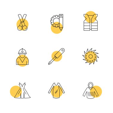 Beyaz arka plan üzerinde renkli daireler ile minimalist düz vektör app simgeleri