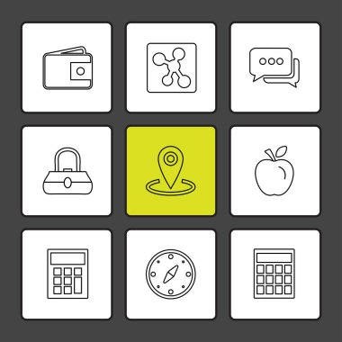 beyaz zemin üzerine minimalist düz vektör app simge kümesi