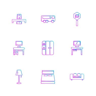 minimalist düz vektör app simgeleri beyaz arka plan üzerinde