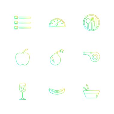 Beyaz arka plan üzerinde farklı minimalist düz vektör app simgeleri