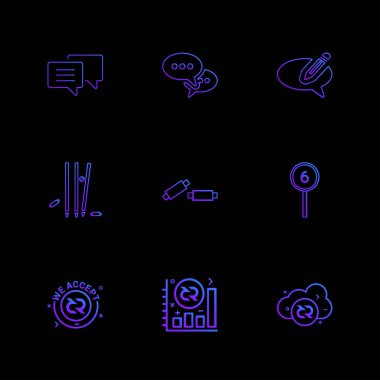 minimalist düz vektör app simgeler siyah arka plan üzerine 