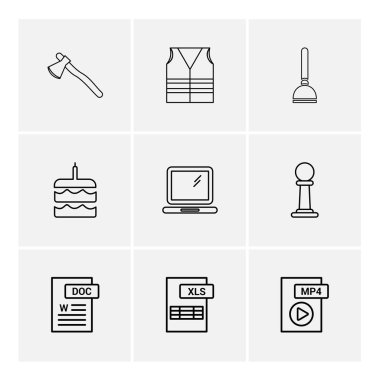 Farklı minimalist düz vektör app simgeleri