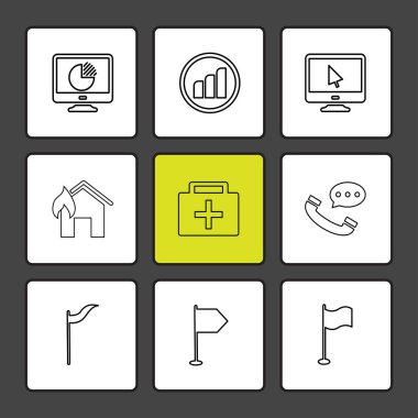 Beyaz arka plan üzerinde farklı minimalist düz vektör app simgeleri