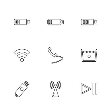 Beyaz arka plan üzerinde farklı minimalist düz vektör app simgeleri