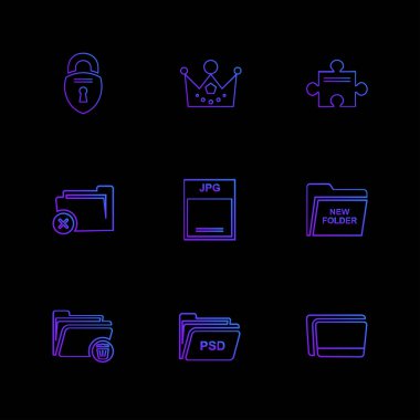 farklı minimalist düz vektör app simgeler siyah arka plan üzerine