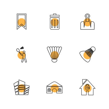 Beyaz arka plan üzerinde farklı minimalist düz vektör app simgeleri