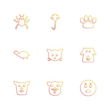 Beyaz arka plan üzerinde farklı minimalist düz vektör app simgeleri