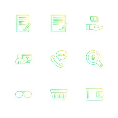 beyaz zemin üzerine minimalist düz vektör app simge kümesi