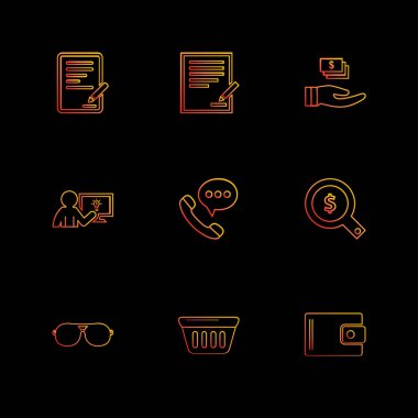 farklı minimalist düz vektör app simgeler siyah arka plan üzerine