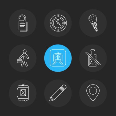 farklı minimalist düz vektör app simgeler siyah arka plan üzerine