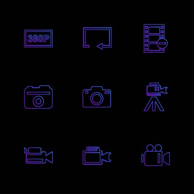 farklı minimalist düz vektör app simgeler siyah arka plan üzerine