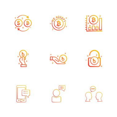 Beyaz arka plan üzerinde farklı minimalist düz vektör app simgeleri