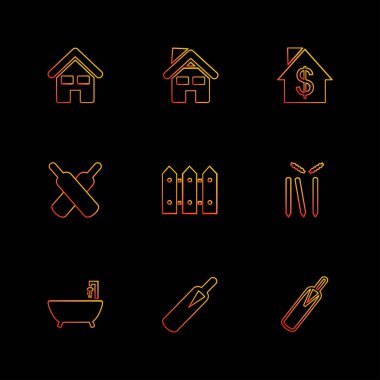 farklı minimalist düz vektör app simgeler siyah arka plan üzerine