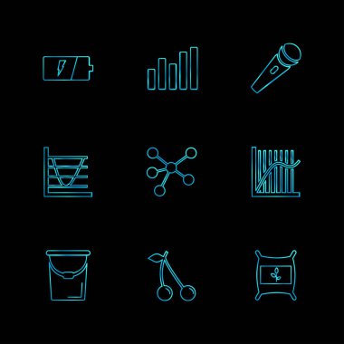 farklı minimalist düz vektör app simgeler siyah arka plan üzerine