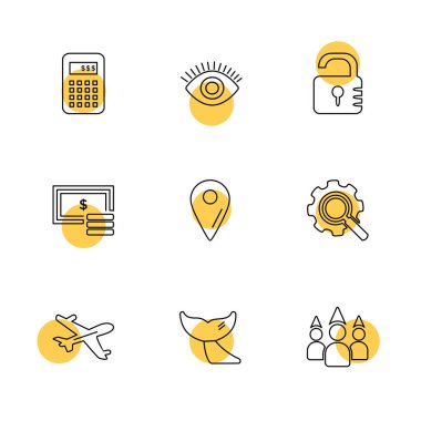 Beyaz arka plan üzerinde renkli minimalist düz vektör app simgeleri