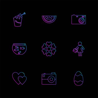 minimalist düz vektör app simgeler siyah arka plan üzerine